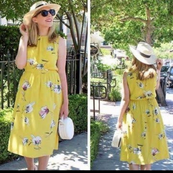 Zara Basic Yellow Floral Sleeveless Boho Summer Spring Midi Dress - Picture 1 of 7